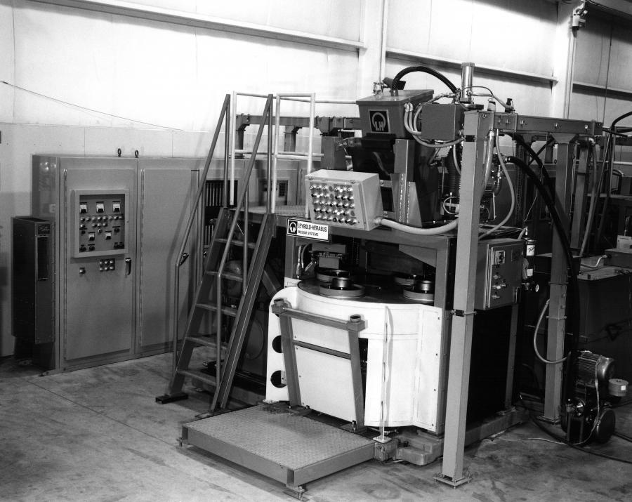 Manufactured in the late-70's was Leybolds' high voltage, partial vacuum, production gear welder for the automotive industry.